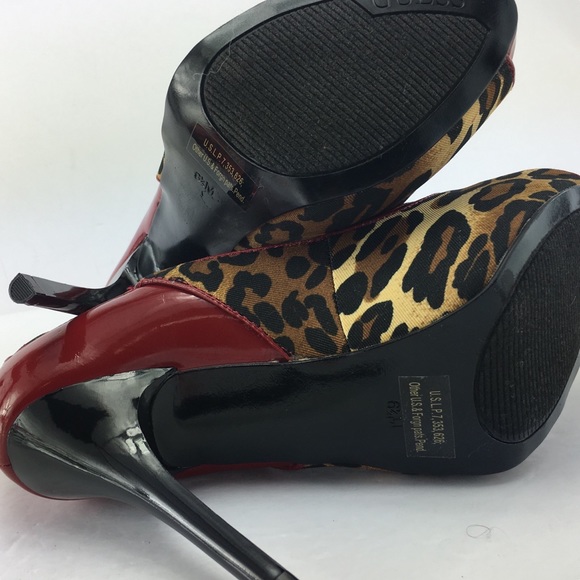 Guess Red Cheeta Print Heels Size 6.5 - Picture 6 of 8